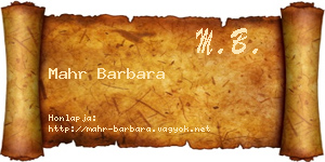 Mahr Barbara névjegykártya